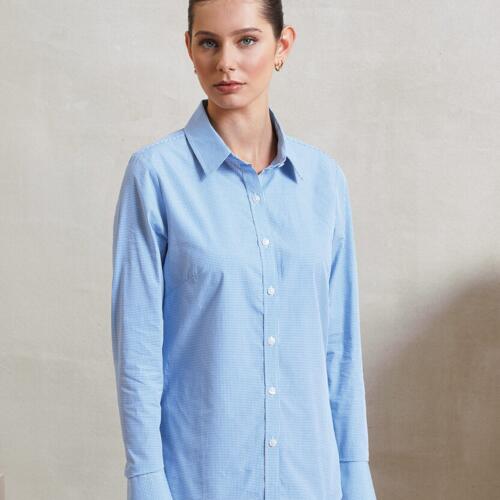 Women's Microcheck (Gingham) long sleeve cotton shirt Thumbnail